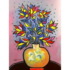 Wahab Jaffar, 36 x 48 Inch, Acrylic on Canvas, Floral Painting, AC-WJF-060